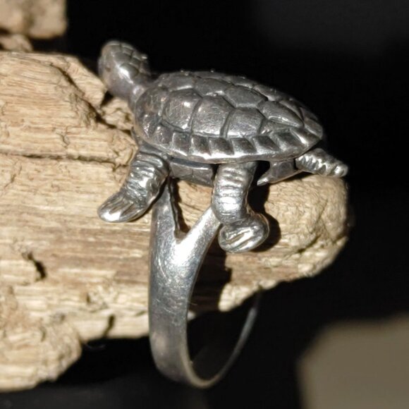 Turtle Tortoise Design Ring Moving Parts Articulated Sterling Silver 925 Nature - Picture 10 of 14